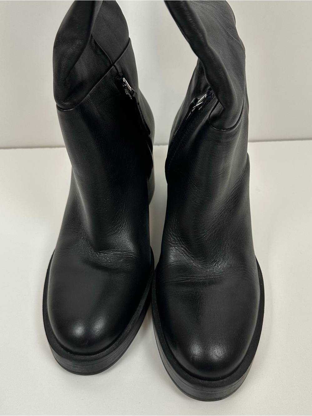 Zara Knee High Block Heel Leather Boot - Picture 9 of 12